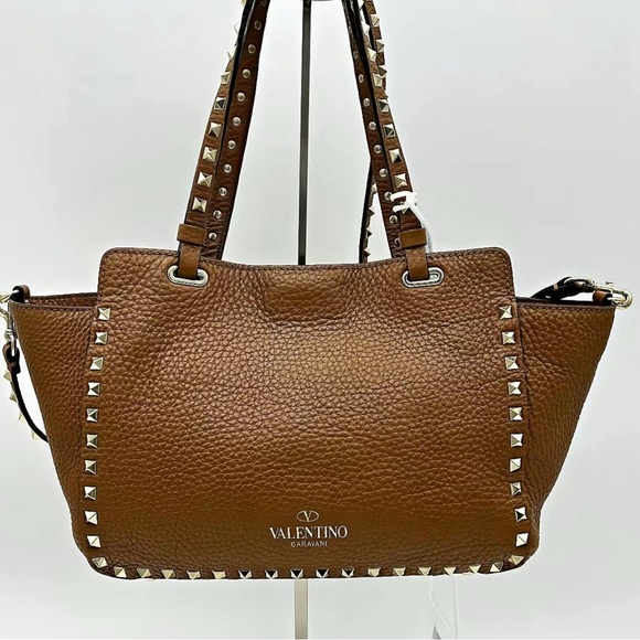 Brown Valentino Rock Stud Leather Tote - Picture 2 of 5